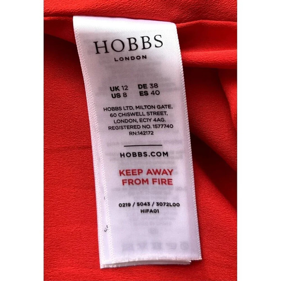 Hobbs London Justina Red & Gold Wrap Midi Dress 8 - Picture 8 of 9